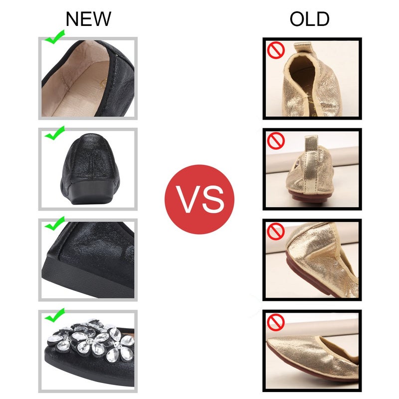 KUNWFNIX Women Ballet Flats Rhinestone Wedding Ballerina Shoes Foldable Sparkly Comfort Slip on Flat Shoes - Image 5
